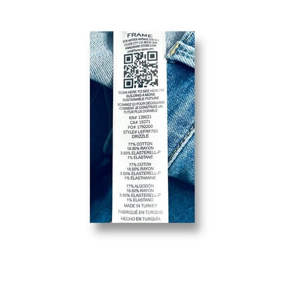 Frame Le Easy Flare Jeans Blue Drizzle Raw Hem High Rise Denim Womens Size 32 - Picture 5 of 15
